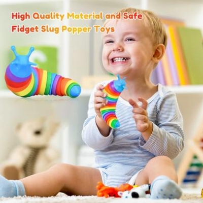Picture of Baby Toy Food Grade Articulated Stretch Slug Fidget Sensory Toy - Baby Toys......Fidget Slug 3D Printed Articulated Slug Fidget Toy