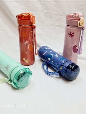 Picture of Cartoon Bear Rabbit Bunny Bouncy Stainless Steel  Bottle 500ml Water Bottle Water Pressured Student Children Led Thermos Cup