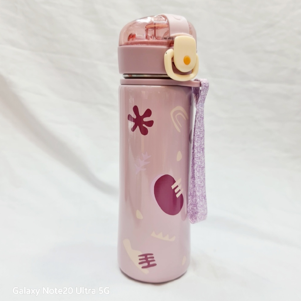 Picture of Cartoon Bear Rabbit Bunny Bouncy Stainless Steel  Bottle 500ml Water Bottle Water Pressured Student Children Led Thermos Cup