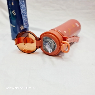 Picture of Cartoon Bear Rabbit Bunny Bouncy Stainless Steel  Bottle 500ml Water Bottle Water Pressured Student Children Led Thermos Cup