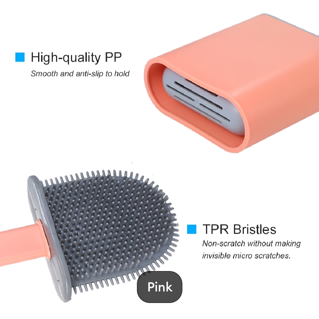 Picture of Highlights • Easily remove dead corner stains with the flexible but sturdy TPR brush head, you don't need to apply too much force. • Non-scratch TPR bristles scrub and remove debris in toilet bowl without making invisible micro scratches. • Ventilation sl