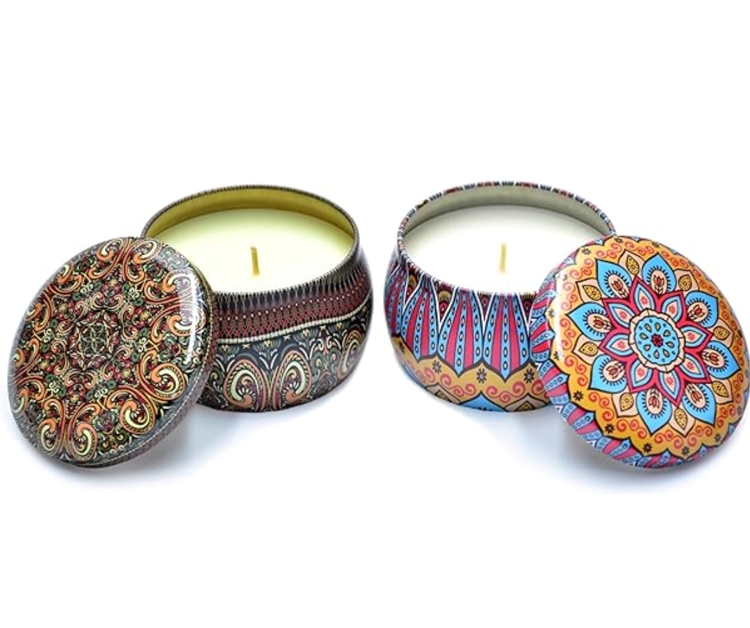 Picture of Home Decor | Gorgeous Casa Any3 lpc Scented Candles Iron Box Soy Wax Scented Dried Flower Aromatherapy Candle Birthday Candle Home Hotel Wedding