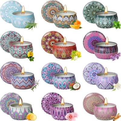 Picture of Home Decor | Gorgeous Casa Any3 lpc Scented Candles Iron Box Soy Wax Scented Dried Flower Aromatherapy Candle Birthday Candle Home Hotel Wedding