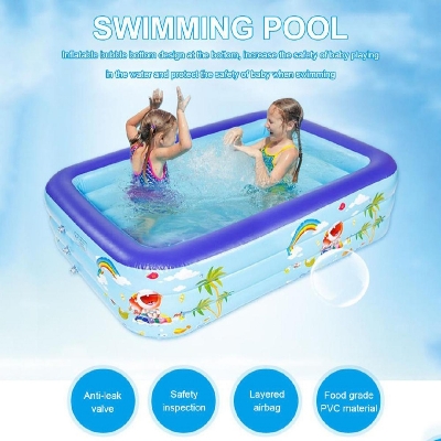 Picture of Inflatable Bath Tub - Sky BlueKids Baby Children lInflatable Swimming Pool Bath Tub Portable Outdoor Summer Water Fun Play Toy : Length-120Cm, Width-90Cm, Hight-36Cm(4.5 Feet /3 Feet)