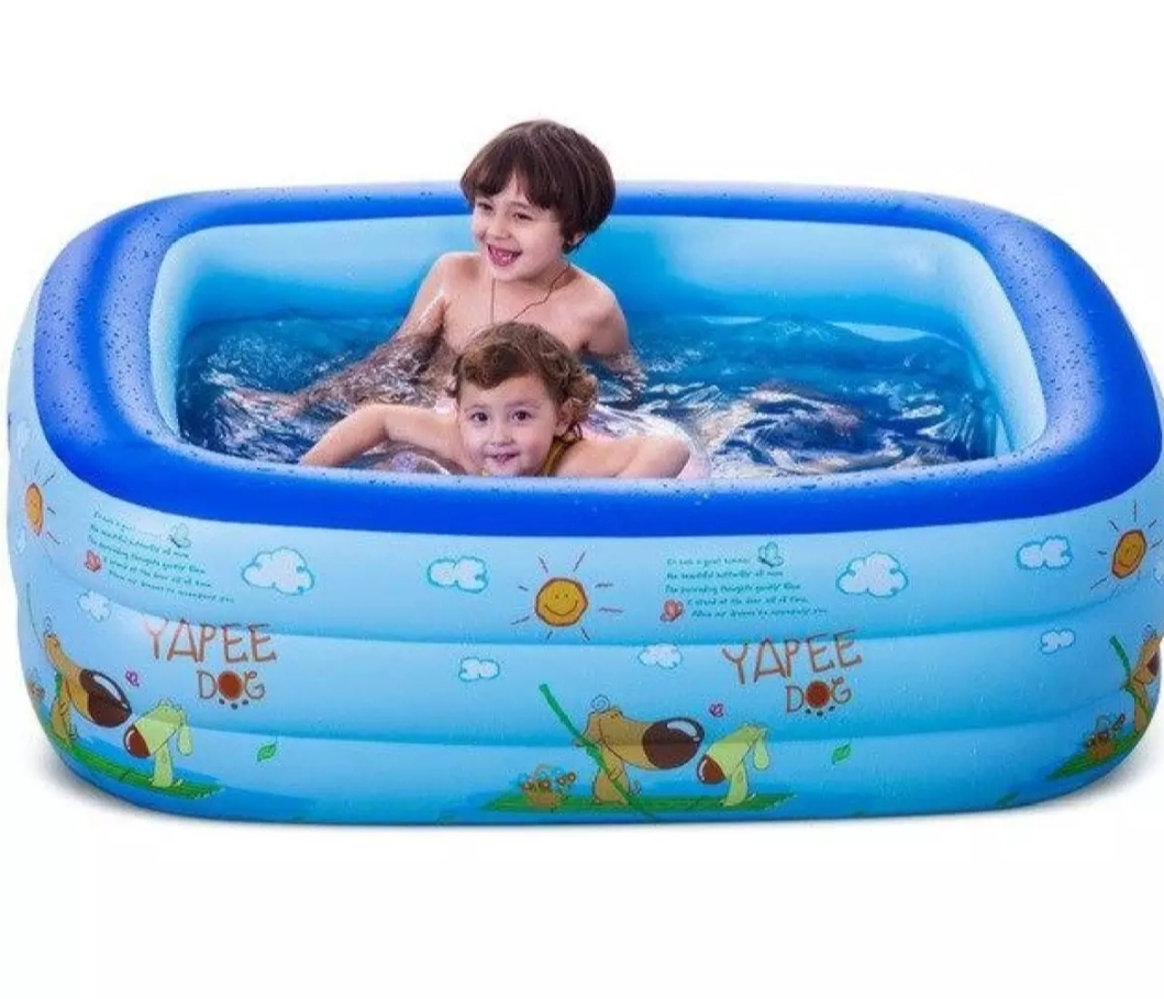 Picture of Inflatable Bath Tub - Sky BlueKids Baby Children lInflatable Swimming Pool Bath Tub Portable Outdoor Summer Water Fun Play Toy : Length-120Cm, Width-90Cm, Hight-36Cm(4.5 Feet /3 Feet)