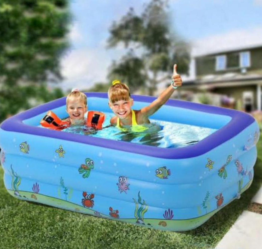 Picture of Inflatable Bath Tub - Sky BlueKids Baby Children lInflatable Swimming Pool Bath Tub Portable Outdoor Summer Water Fun Play Toy : Length-120Cm, Width-90Cm, Hight-36Cm(4.5 Feet /3 Feet)