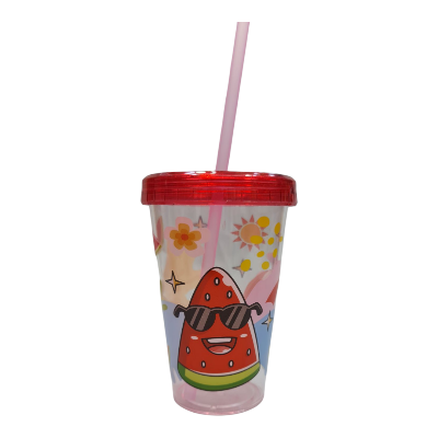 Picture of Juice Jar Hello Kitty Frozen Mermaid Design Slipper Plastic Acrylic with Straw Juice Pot Baby Juice Glass New Design