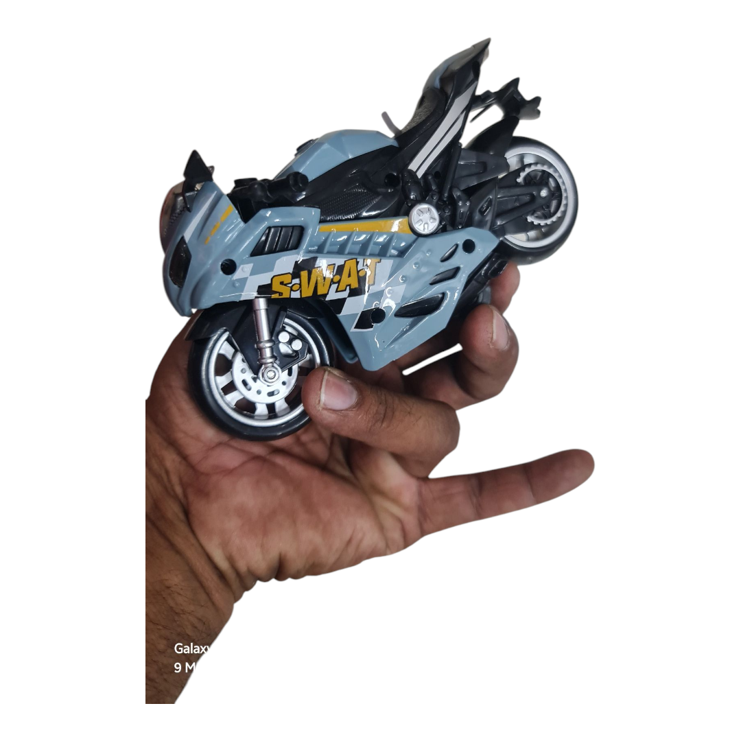 Picture of Kids Motorcycle Model Lighting Sound Effects Children Motorbike Toy Hobbies Model Swat Motorcycle Rescue Bike Friction Powered Action Special Police Motorcycle Emergency Vehicle Model Toy with Light Music Simulation - Multicolor