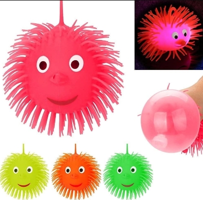 Picture of Lighting Puffer Soft Ball Rubber soft octopus ball Lighting Puffer Octopus Soft Rubber Ball-1 Piece Verbier Led Lights Puffer Toys Balls Stress Relief Toy Set Flashing Puffer Ball Toys Squishy Smiley Face Balls Playing Fun for Children Boys Girls Set of 2
