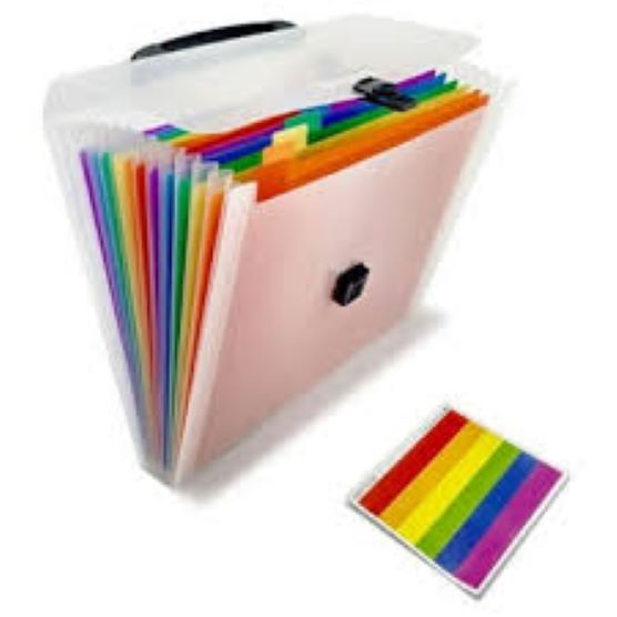 Picture of LQ Industrial Mini Document File A6 Rainbow Expanding File Folder 13 Pocket File Organizer for Storage Invoice, Receipt Information, Cards, Coupon
