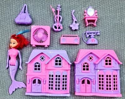 Picture of Princess Mermaid Doll With Sweet Family doll house toy set - Doll