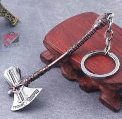 Picture of Thor Stormbreaker keychain European and American film and television peripheral accessories Infinity War Thor's hammer shape alloy keychain pendant small gift
