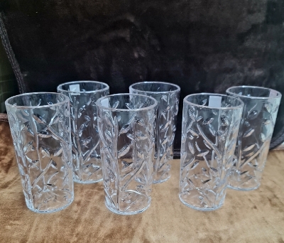 Picture of Water Drinking Glass 6 Piece set, Plastic clear Transparent Glass Set Plastic Drinking Glasses Crystal Set of 6 Unbreakable Stylish Transparent Glass, Wat