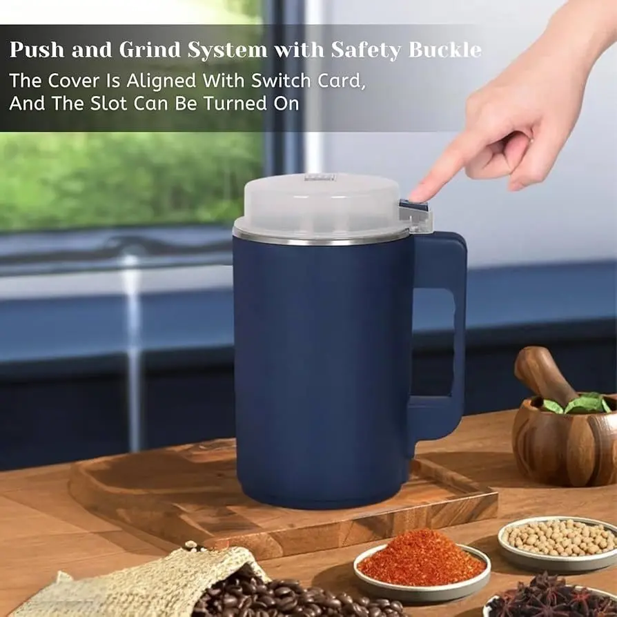 Picture of Low-Noise Spice Mug Grinder – Efficient & Compact | MNK SHOP (Blue)