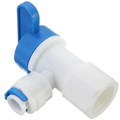 Picture of 1/4" Female x 1/4" Tank Ball Valve Quick Connect RO Water Filters (1/4 OD Tube 1/4 Female) - Water Jar - White