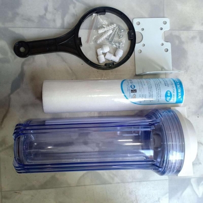 Picture of Water Purifier 10" 1/4 Clear Transparent Housing and with 10" 1pcs PP Filter Clam Set - White
