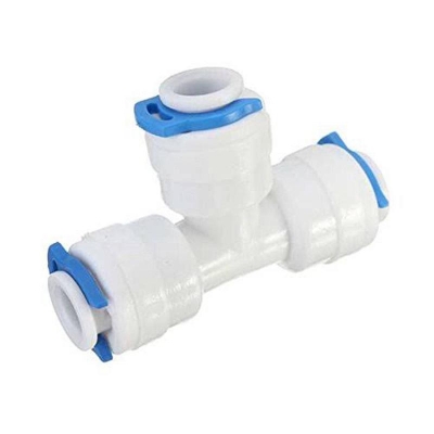Picture of Water Purifier. 2 Pieces RO Three Side Tee Push 1/4"  (6 mm ) Pipe Fitting Connector for Water Purifier - White