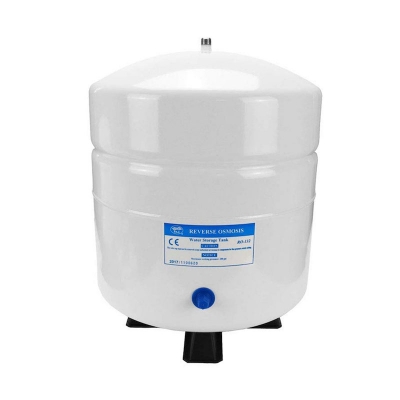Picture of Water Purifier Storage Pressure Tank Metal (3.2 Gal Capacity 12 Lt ) Plus Tank Valve / 10 Feet 1/4 Pipe - White