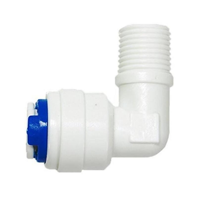Picture of 2 Pcs RO Outer Pre Filter Elbow Connector 3/8" Size Tube x 1/4" Male Thread -3/8" Big RO Tube - White