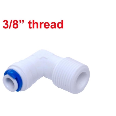 Picture of RO Pump 1/4" ( 6mm ) Male Elbow Connector 3/8 Thread for RO Water Filter Purifiers 1/4" ( 6mm ) Tube (Standard Size, White) Price of 2 Pieces - White