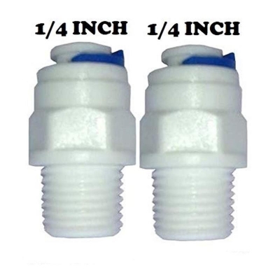 Picture of 1/4 Inch Male Thread to 1/4 Inch (6mm) Quick Connect Staight Push Elbow Connector for RO Water Purifier Tube Fitting (Pack of 2 Pcs.) - Water Jar - White