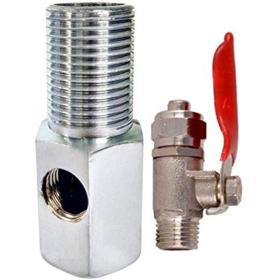 Picture of 1/2” Brass Nipple + 3/8” Brass Inlet Ball Valve for 3/8 inch Pipe Tubing RO Water Purifier Inlet Ball Valve Coupling Set Diverter Gate Valve On/Off Tee - Red