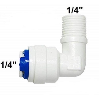 Picture of Prefilter Housing/Inline Filter Elbow Connectors 1/4 Inch Qc X 1/4 Inch Thread For Ro Water Purifier ( Price of 4pcs ) - White