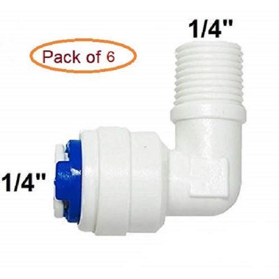 Picture of Prefilter Housing/Inline Filter Elbow Connectors 1/4 Inch Qc X 1/4 Inch Thread For Ro Water Purifier ( Price of 6pcs ) - White