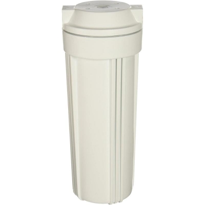Picture of White filter housing sump for reverse osmosis 10" RO canister 1/4" ( with 2pcs 1/4" Housing Elbow ) - White