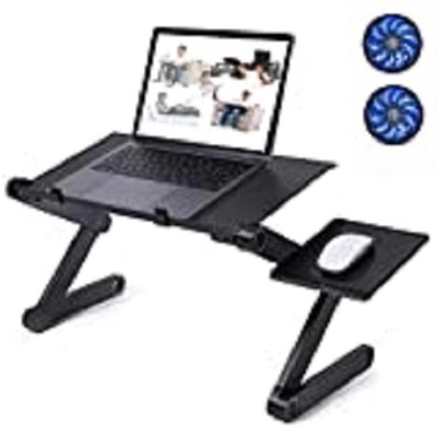 Picture of T8 Table for Laptop Stand for Bed and Sofa, Desk Portable Adjustable Laptop Table Stand Up/Sitting with Mouse Pad - Black