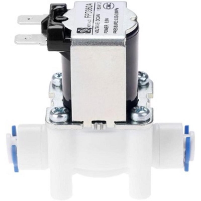 Picture of Water Solenoid Valve, Yetaha 24V DC 1/4" Hose Connection for RO Reverse Osmosis Pure System RO Controller Normally Closed Float Switch - White