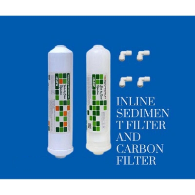 Picture of Heron Premium  Inline Sediment Filter and Carbon Filter Set, with 4 Pieces Elbow for All RO Water Purifier - White
