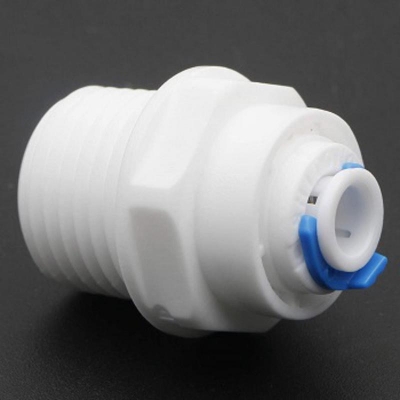 Picture of RO Water Purifier 1/2Inch to 1/4Inch Straight Elbow, 1/4Inch Tube Quick Fitting Connector. (pk, 02pcs) - White