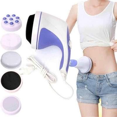 Picture of 5 in 1 Full Relax Tone Spin Body Massager 3D Electric Full Body Slimming Massager Roller Cellulite Massage Smarter Device - White
