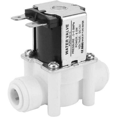 Picture of DC 24V 1/4" Inlet Feed Water Solenoid Valve Quick Connect for any Water Purifier SV - Black