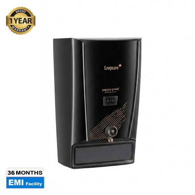 Picture of Livpure Pep Pro Grand RO+UV+Mineraliser+Copper+Smart TDS Adjuster 15 LPH Water Purifier | Suitable for Borewell, Tanker, Municipal Water - 7 L Storage Tank, Black - Black
