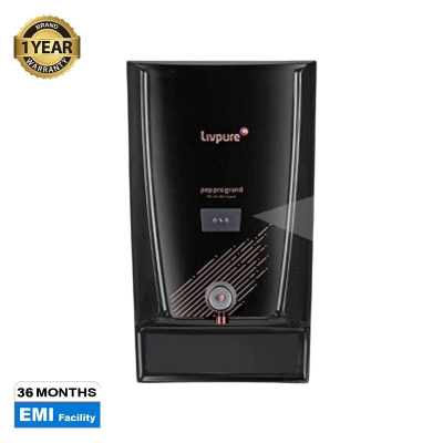 Picture of Livpure Pep Pro Grand Water Purifier, Wall Mountable, RO+UV+Mineraliser, 7 L Storage Tank - Black,