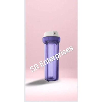 Picture of 10" Clear Housing with White Flat Cap For RO & Filtration Systems, 1/4" Ports - Clear