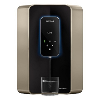 Picture of Havells Digitouch Alkaline Water Purifier, Smart Touch Water Dispense, Copper+Zinc+Alkaline Natural Minerals, 8 Stage Purification, 6L Tank, Double UV Purification tech.(RO+UV),(Champagne & Black) - Champagne