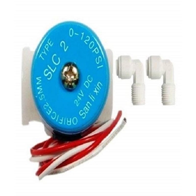 Picture of Sanlixin Solenoid Valve for RO Water Purifier (SLC2 SV) 24V DC (With 2 Pieces 1/4" Elbow Connectors) - White
