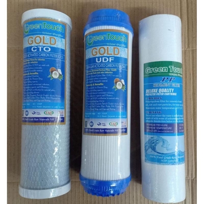 Picture of Green Touch Gold, Water Purifier Filter PP + UDF + CTO Carbon Block Cartridge 10" 3 Piece Set - White