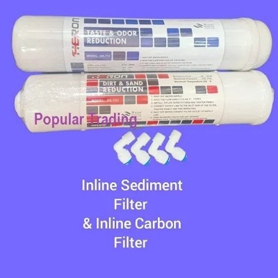 Picture of Water Purifier Carbon and Sediment Filter Cartridge 1 Carbon Filter,1 Sediment Filter, 4 Connectors - White
