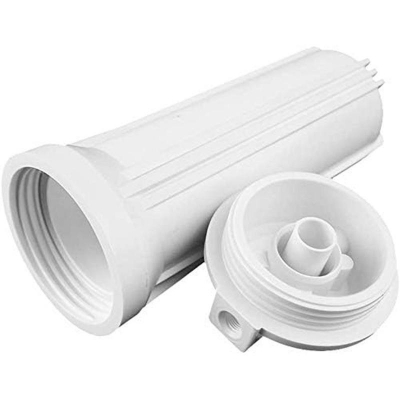 Picture of White filter housing sump for reverse osmosis 10" RO canister 1/4" ( with 2pcs 1/4" Housing Elbow ) - White