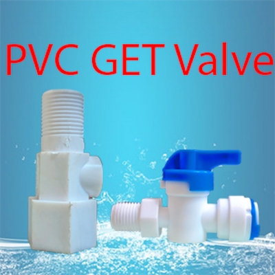 Picture of RO Water Purifier Inlet PVC Ball Valve (Gate Valve) 1/4" Thread 3/8" Push On/Off Diverter Gate Valve - White