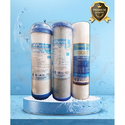 Picture of Water Purifier Puricom UDF, CTO & Green Touch Gold PP Filter Cartdeige Package - White