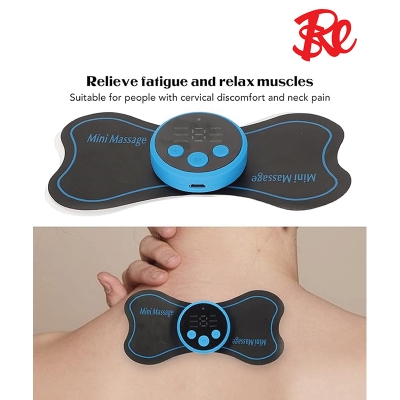 Picture of Mini Cervical Vertebra Massager, Electric Massage Neck Patch Relieve Fatigue Muscle Relaxing Promote Circulation Cervical Massage Sticker - Black