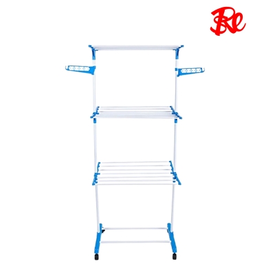 Picture of Drying Clothes 2 Poll 3 Layer Rack Hanger with Wheels for