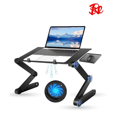 Picture of Adjustable Laptop Stand Table Desk Portable Aluminum Ergonomic Lapdesk For TV Bed Sofa PC Notebook Desk Stand With Mouse Pad - Black
