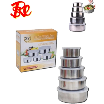 Picture of Stainless Steel 5 Pis Food Container (5 in 1) Storage Box-1Set - Silver