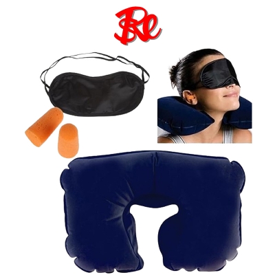 Picture of Travel Selection 3 in 1 with Comfort Neck Pillow Sleeping Eye Mask & Travel Earplug Set - Blue
